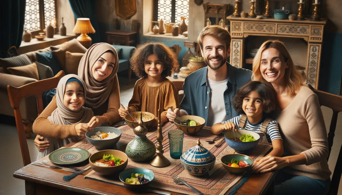 Imagem da alegria de agradar - família feliz durante a refeição